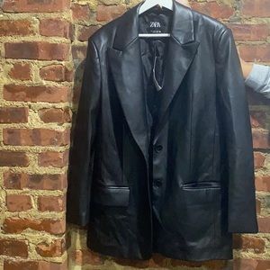 Faux Leather Oversized Blazer